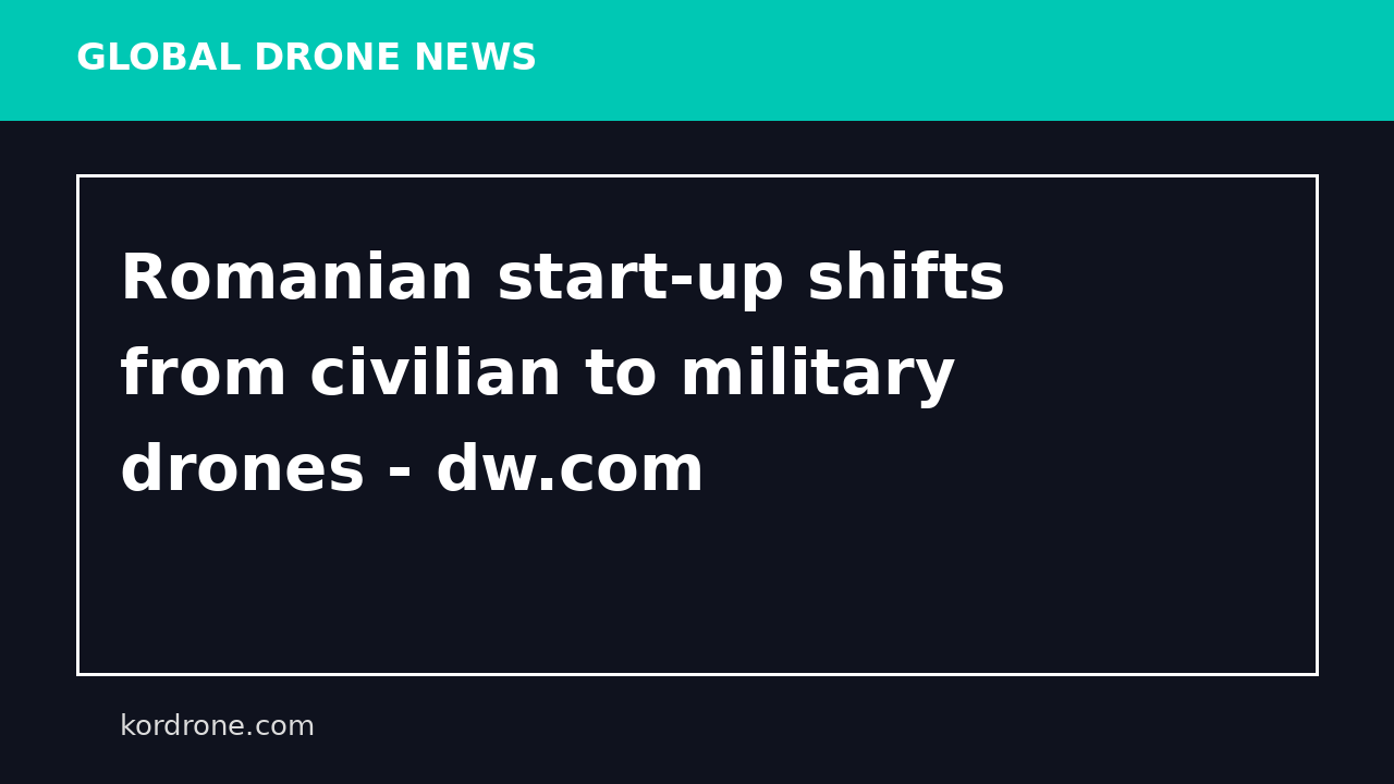 Romanian start-up shifts from civilian to military drones - dw.com