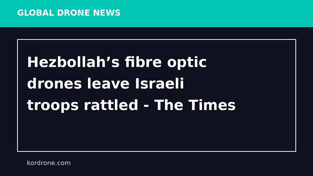 Hezbollah’s fibre optic drones leave Israeli troops rattled - The Times