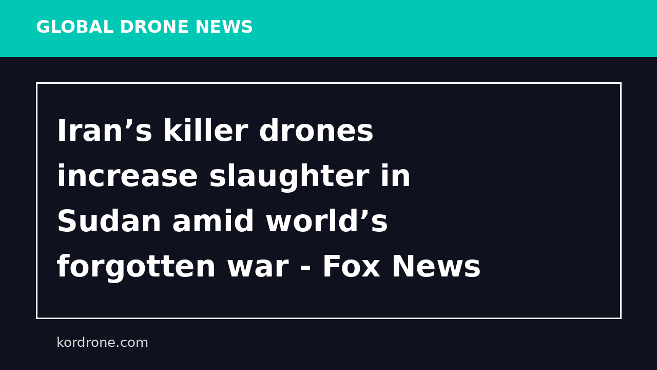 Iran’s killer drones increase slaughter in Sudan amid world’s forgotten war - Fox News