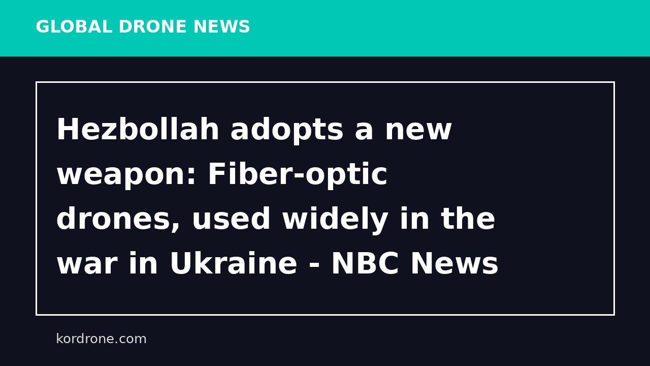 Hezbollah adopts a new weapon: Fiber-optic drones, used widely in the war in Ukraine - NBC News