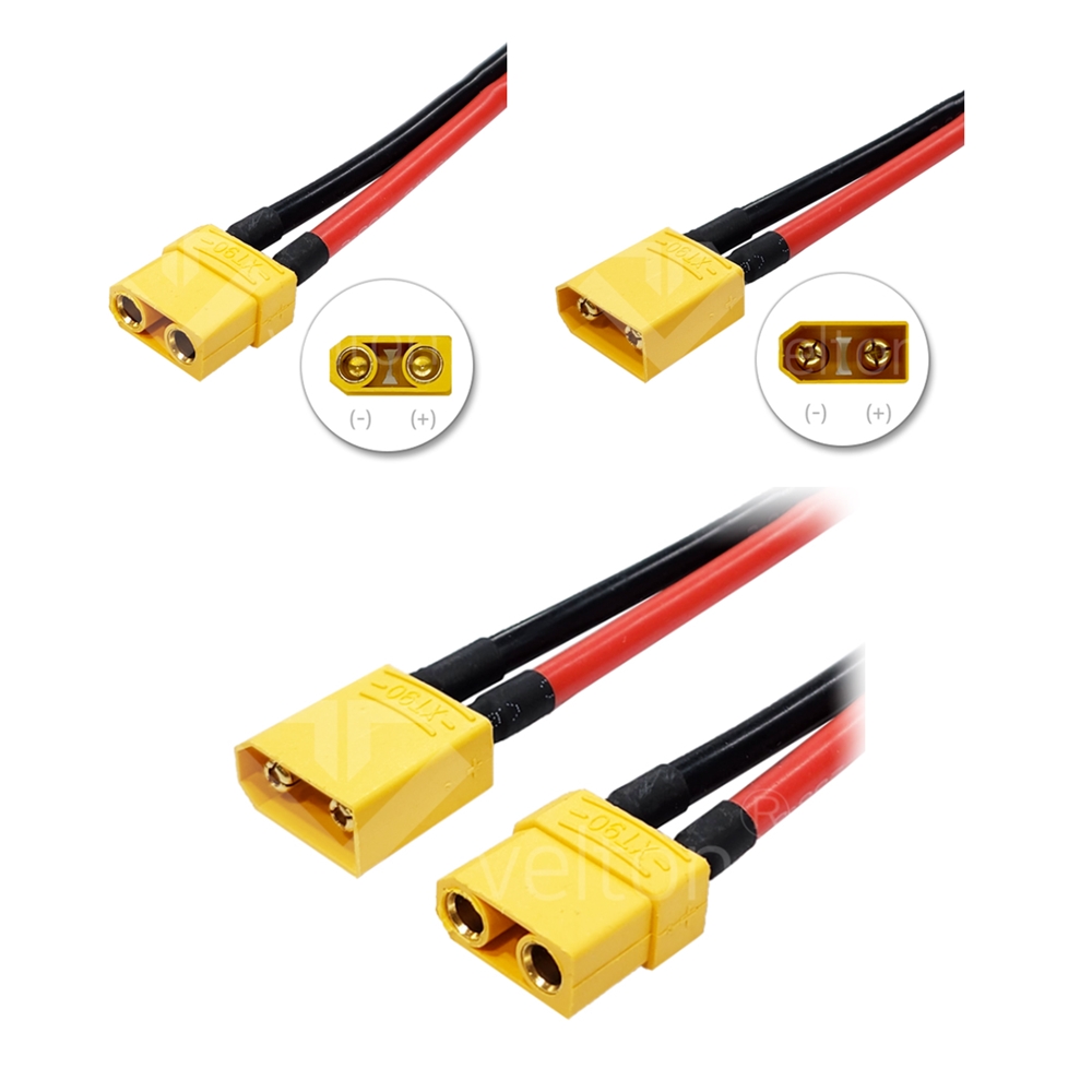 XT90 단자 커넥터 연결선 암소켓 실리콘 케이블 차량 배터리 연장 충전 납땜용 암수